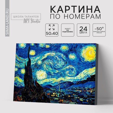 Picture on the rooms on canvas with the subframe "Star Night" Vincent Van Gogh, 40 x 50 cm