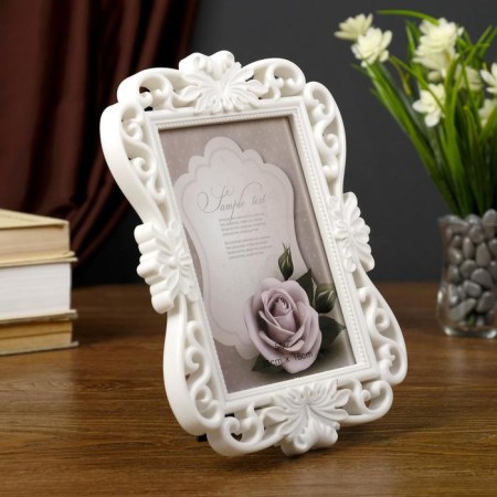 Photo frame plastic 13x18 cm "curls and flowers" white 25.5x19 cm-1