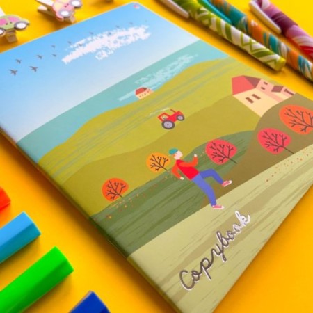 Notebook of 48 sheets in the cage "Seasons", covered cardboard, matte lamination of Soft Touch, foil, mix-10