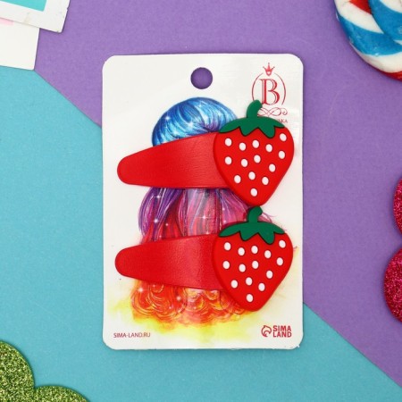 Invisibility for hair "Lolia" (set 2 pcs) strawberries, 5.5 cm, red-2