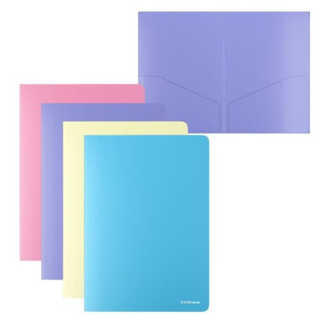 A4, 180 μm, Erichkrause Matt Pastel, 2 interior compartments, opaque, texture "sand", up to 40 sheets, mix