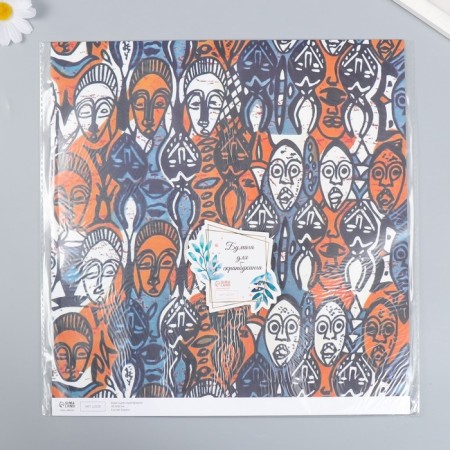Scrapbooking paper "Africa. Faces" density 180 g 30.5x32 cm-3