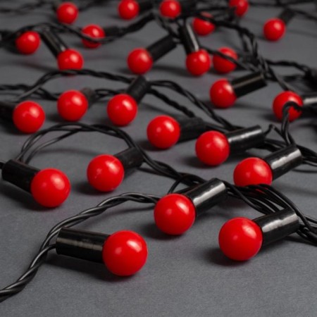 Garland “thread” 20 m with nozzles “balls 1.5 cm”, IP44, dark thread, 200 LED, red glow, 8 modes, 220 V-1