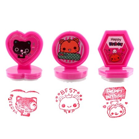 Drawing set: printing 3 pcs., Stamping pillow, pencil 7 colors, pink color-2
