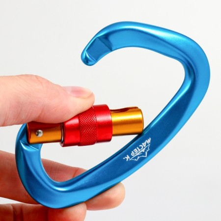 Carabiner with a clutch, 10x6 cm, 25 kn, blue-3