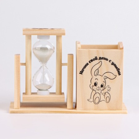 Sanding clock "Start your day with a smile", with an organizer for the office, 13.5 x 9.5 x 5 cm