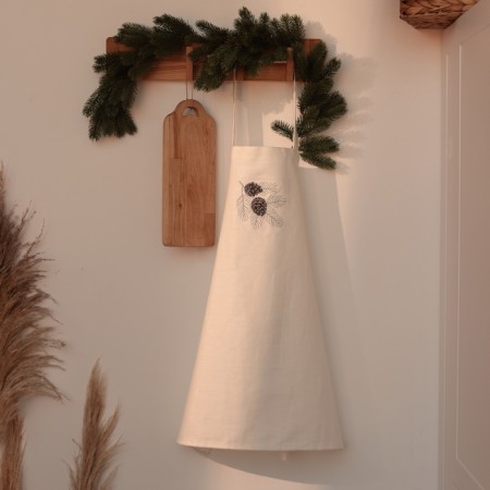 Apron kitchen with embroidery SL Home "New Year" 60x70 flax 100%