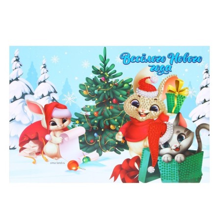 Diamond mosaic on the postcard "Cat and Bunny"-5