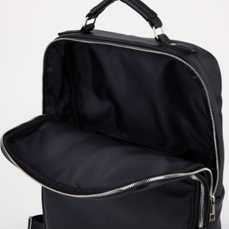A backpack with a zipper, "saxi", outer pocket, black color-6
