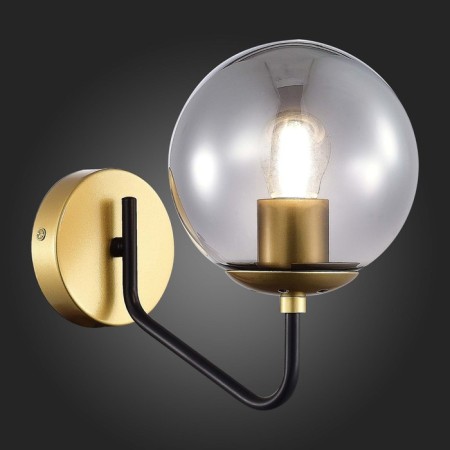 Wall lamp EVOLUCE. Sle1097-301-01. Scorze. 1x60 watts, E27, 15x26 cm, matte gold color-1