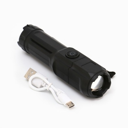 Manual battery flashlight, 3 watts, 1200 mAh, 200 lm, XPE, 3 modes, USB, 12.8 x 3 cm-2