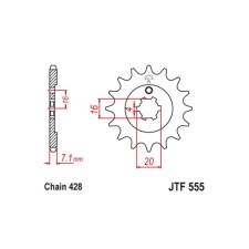 Leading star JT SPROCKETS JTF555-14, circuit 428, 14 teeth