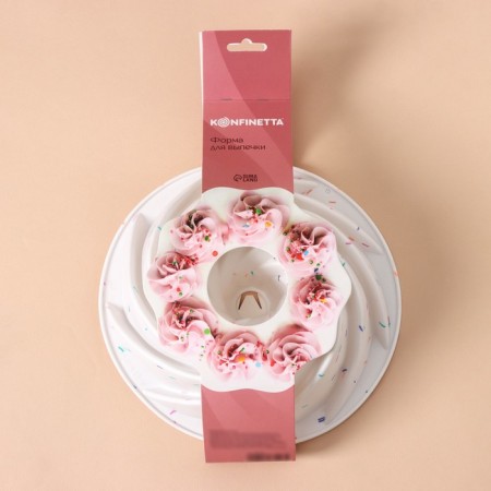 Konfinetta baking form “German cupcake. Whirlwind ", silicone, d = 24 cm, white color-7
