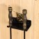 A fireplace set, wall -mounted "sheet", black with a golden patina (wooden handles) 640*150