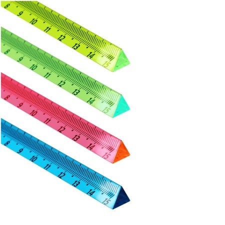 Line 15 cm Istanm, plastic, trihedral, transparent, neon colors, euro suspension, mix-2