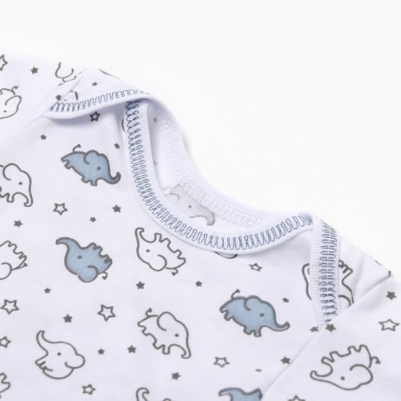 Body baby with long sleeve, white color/elephants, height 74-1