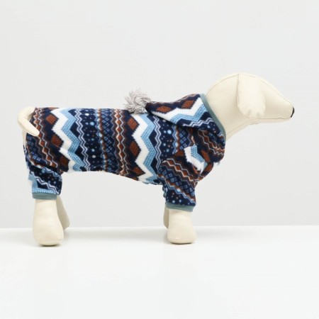 Zimovye jumpsuit for animals "Scandinavia", XS (DS 18-20, OG 30-32, Osh 24 cm), mix-2