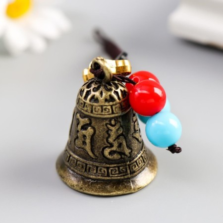 Metal bell "Greek ornament" with colored beads d = 2.5 cm 5x2.7x2.7 cm-1