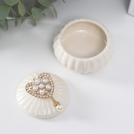 Coramics Casmic "Heart with Flower" with pearls 8.5x8.5x6 cm-1