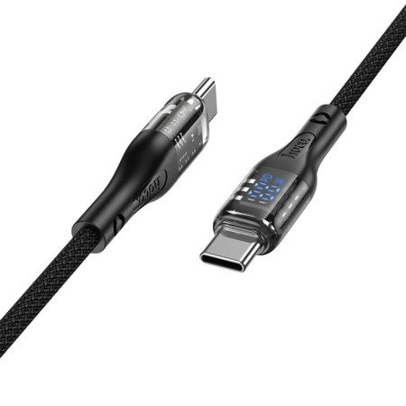 Cable Hoco U115, Type-C-Type-C, 100W, 5 A, 1.2 m, transparent, nylon braid, black-2