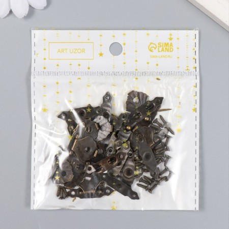 Castle metal for bronze casket + nails. set 10 pcs 2x3 cm-5