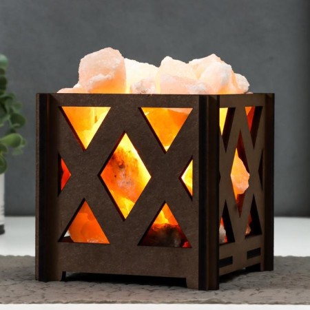 Salt lamp "Basket b rhombus" E14 15W 1.8 kg Dimmer 14x14x18 cm-9