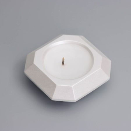 Candle "Square" in the candlestick with beveled corners is small, 9x3.5cm, white mother of pearl-2
