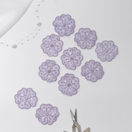 Knitted elements "Flowers", 4.5 × 4.5 cm, 10 pcs, lilac color/chameleon-1