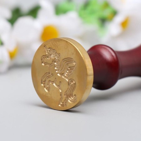 Printing for wax with a wooden handle "Unicorn with wings" 9x3x3 cm-3