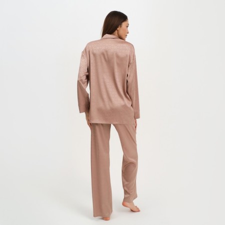 Female pajamas (shirt and trousers) kaftan "triangles" Beige color, size 44-46-2