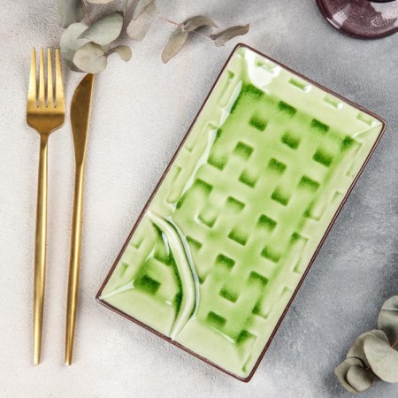 Ceramic dish with a saucer "Tallula", 21 × 12 cm, green color