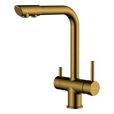 Kitchen mixer Wasserkraft A8387, double -leafed, with access to drinking, the color of the gold