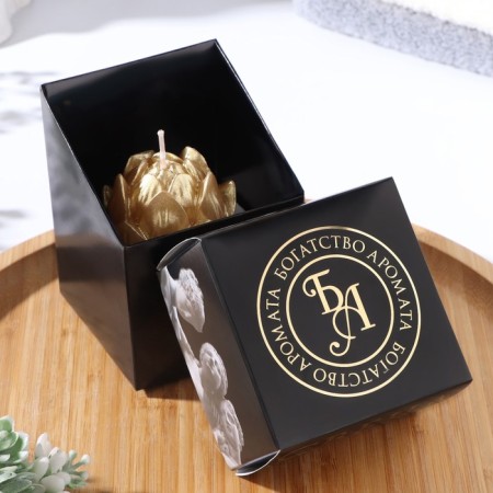 Figure candle "Lotus", 6.6x6.5 cm, gold, in a box-2
