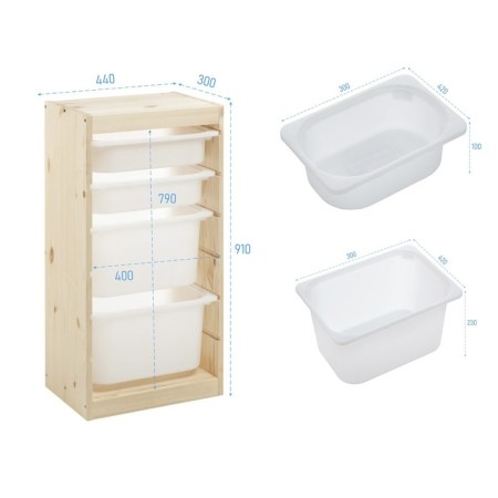 Trofast-2 rack, with containers, vertical, pine array-1