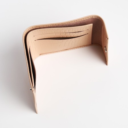 Women's wallet on the button, beige color-3