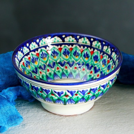 Rishtan ceramics "flowers" 15 cm, small, blue