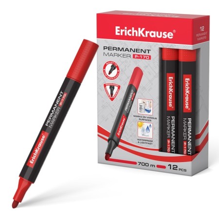 Permanent Erichkrause P-170, 2.0 mm marker, alcohol-based ink, red