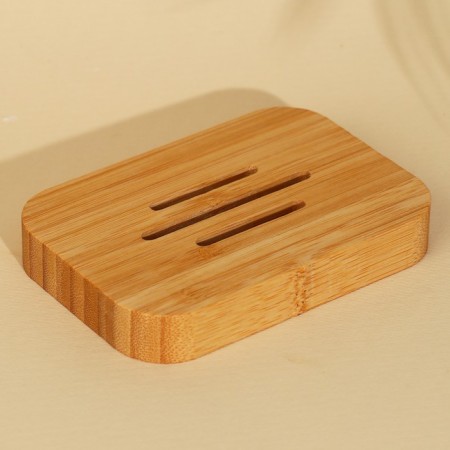 Wooden soap dish "SOAP", square, bamboo-4