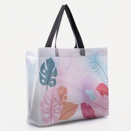 Household bag without fastening, white/pink color