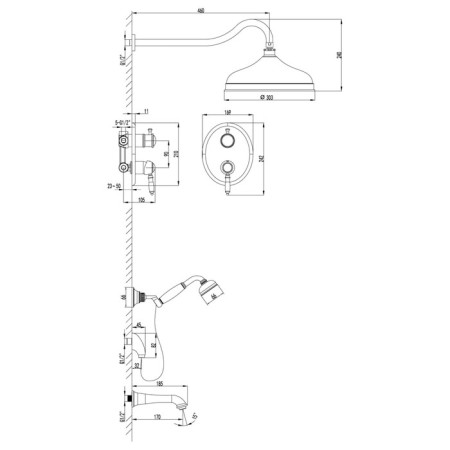 LEMARK VILLA LM4822B bath mixer, single -leaf, tropical shower, built -in, bronze 903715-1