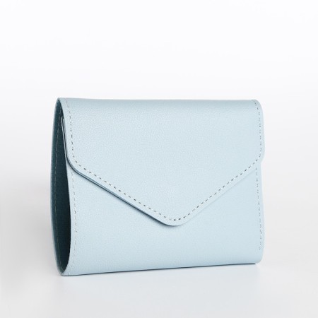 Women's wallet on the button, blue color