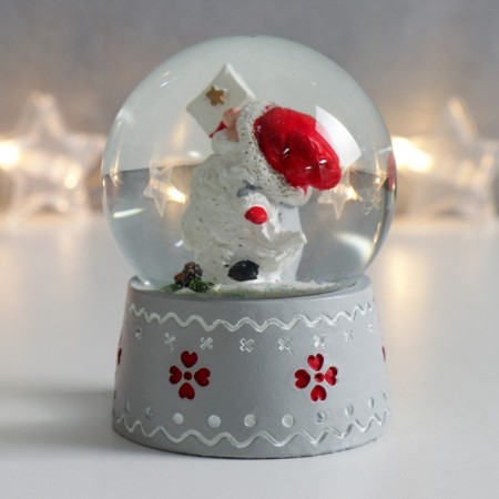 Souvenir Polystone Water Ball "Santa Morozik with a long beard" 6.5x6.5x8.5 cm-3