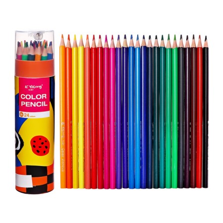 Pencils 24 colors, in a tube, hexagonal, wooden, abstraction
