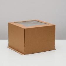 Кондитерская упаковка с окном ромб, крафт, 27 х 27 х 20 см