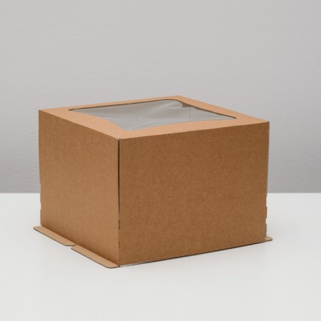 Confectionery packaging with a window of rhombus, craft, 27 x 27 x 20 cm