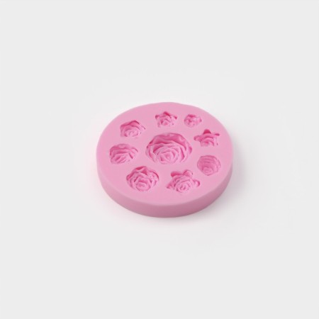 Mold Dolyana "Rose Cycle", silicone, d = 8 cm, pink color-1