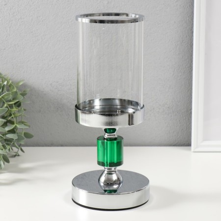 Glass candlestick, metal for 1 candle "Gladys" on magnet d = 8.5 cm, silver 11.8x11.8x28 cm-1