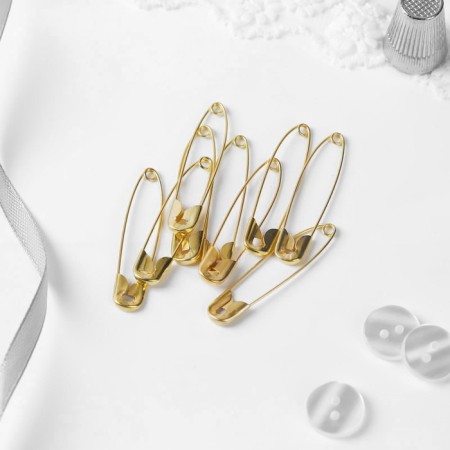 English pins, 45 mm, 10 pcs, gold color-1
