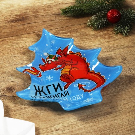 A plate in the shape of a Christmas tree "Light", 16.5x19.5 cm-3