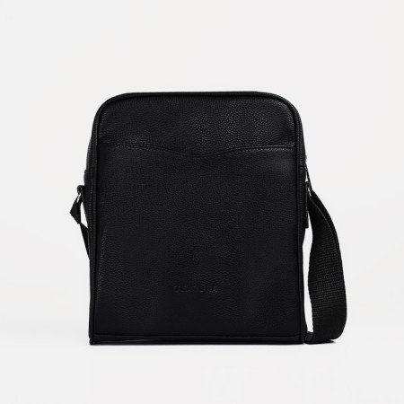 Male bag over the shoulder, Textura, artificial leather, black color-2